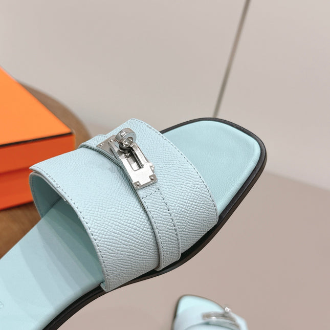HM 26S GIULIA SANDAL IN ICE BLUE EPSOM CALFSKIN SILVER HARDWARE