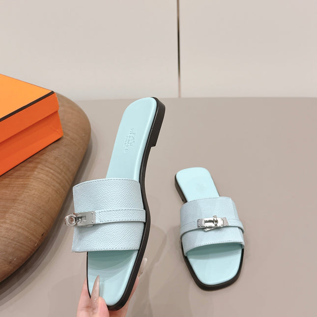 HM 26S GIULIA SANDAL IN ICE BLUE EPSOM CALFSKIN SILVER HARDWARE