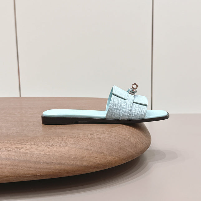 HM 26S GIULIA SANDAL IN ICE BLUE EPSOM CALFSKIN SILVER HARDWARE