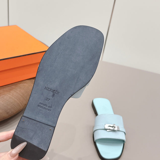 HM 26S GIULIA SANDAL IN ICE BLUE EPSOM CALFSKIN SILVER HARDWARE
