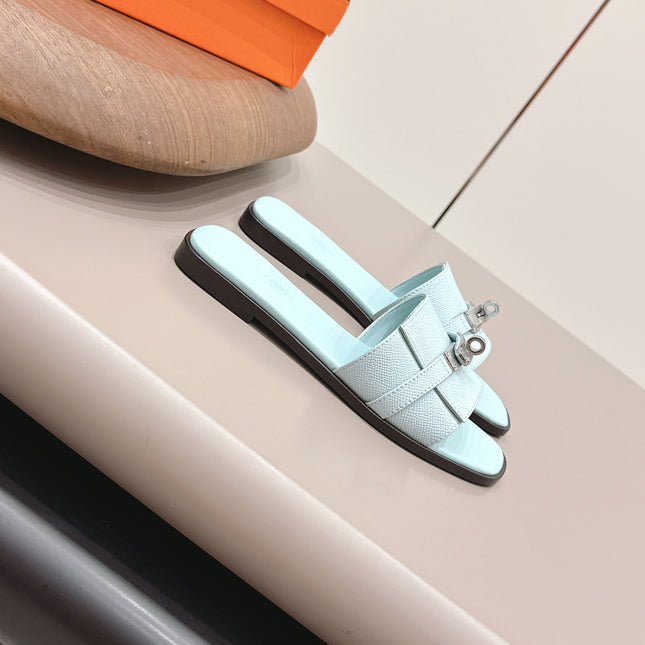 HM 26S GIULIA SANDAL IN ICE BLUE EPSOM CALFSKIN SILVER HARDWARE