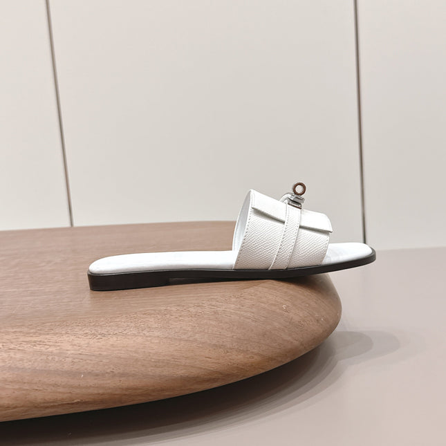 HM 26S GIULIA SANDAL IN WHITE EPSOM CALFSKIN SILVER HARDWARE