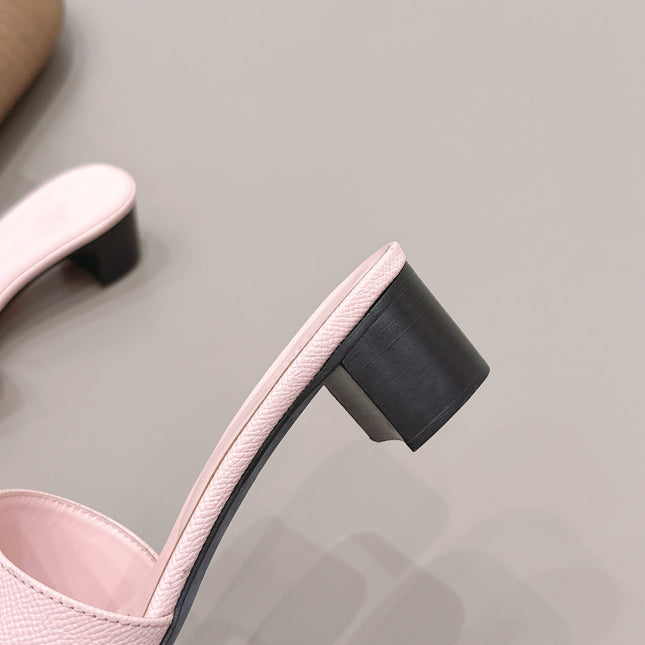 HM 26S KELLY HEEL SANDAL 50MM IN LIGHT PINK EPSOM CALFSKIN SILVER HARDWARE
