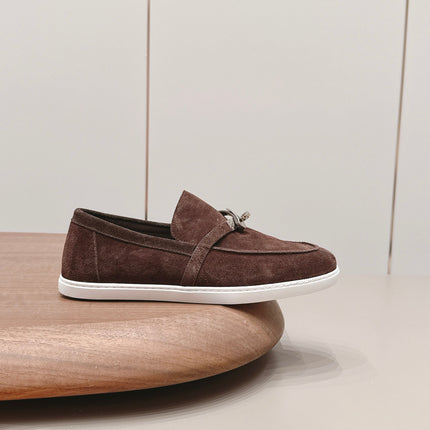 HM 26S KELLY PARIS LOAFERS IN DARK BROWN SUEDE SILVER HARDWARE