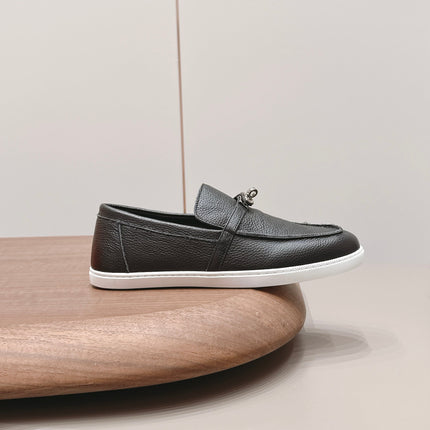 HM 26S KELLY PARIS LOAFERS IN BLACK CALFSKIN SILVER HARDWARE