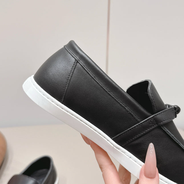 HM 26S KELLY PARIS LOAFERS IN BLACK CALFSKIN BLACK HARDWARE