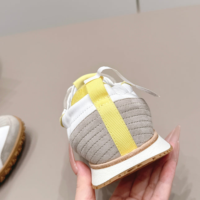 HM 26S BOUNCING SNEAKERS IN WHITE CALFSKIN AND LIGHT GREY YELLOW SUEDE