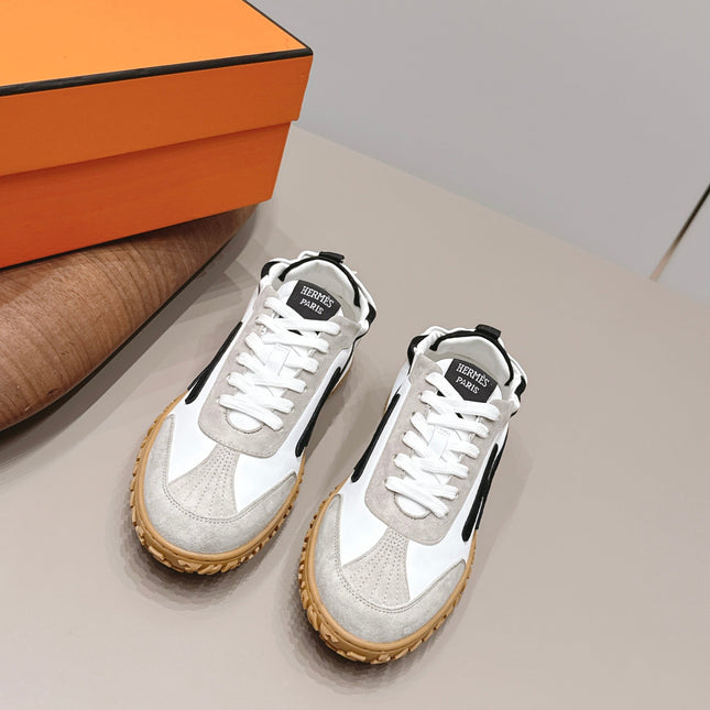 HM 26S BOUNCING SNEAKERS IN WHITE CALFSKIN AND LIGHT GREY BLACK SUEDE