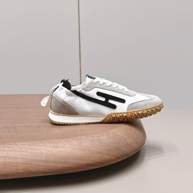 HM 26S BOUNCING SNEAKERS IN WHITE CALFSKIN AND LIGHT GREY BLACK SUEDE