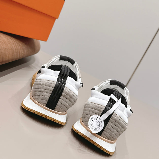 HM 26S BOUNCING SNEAKERS IN WHITE CALFSKIN AND LIGHT GREY BLACK SUEDE