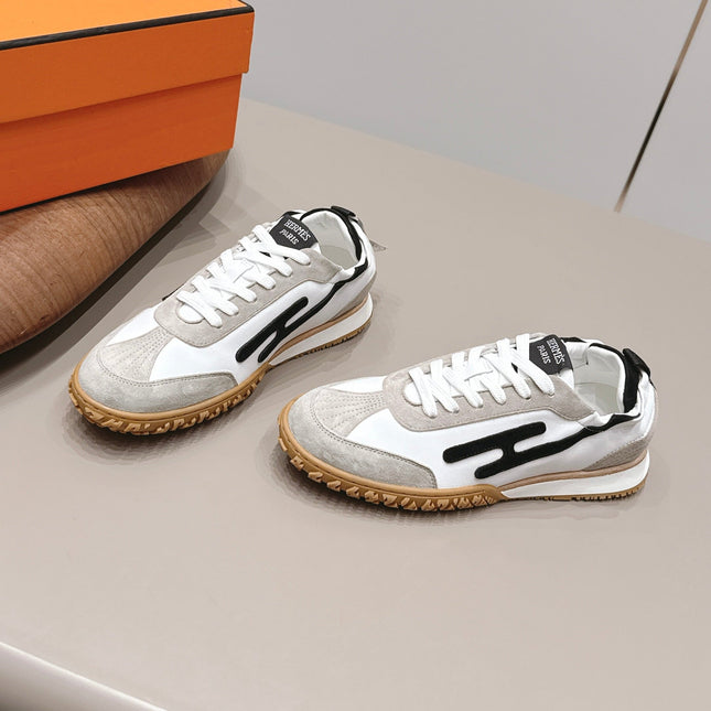 HM 26S BOUNCING SNEAKERS IN WHITE CALFSKIN AND LIGHT GREY BLACK SUEDE