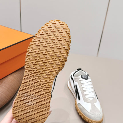 HM 26S BOUNCING SNEAKERS IN WHITE CALFSKIN AND LIGHT GREY BLACK SUEDE
