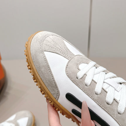 HM 26S BOUNCING SNEAKERS IN WHITE CALFSKIN AND LIGHT GREY BLACK SUEDE