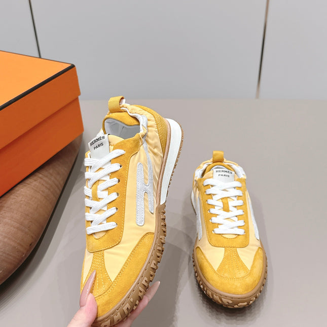 HM 26S BOUNCING SNEAKERS IN YELLOW NYLON AND SUEDE