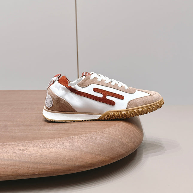 HM 26S BOUNCING SNEAKERS IN WHITE CALFSKIN AND BROWN SUEDE