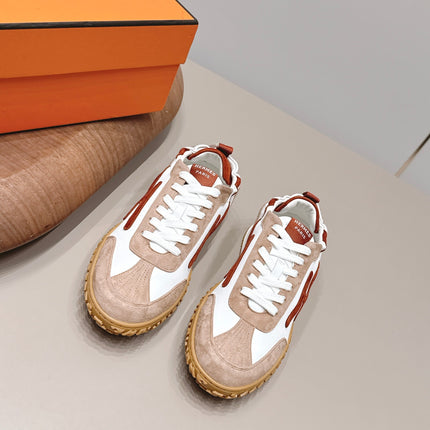HM 26S BOUNCING SNEAKERS IN WHITE CALFSKIN AND BROWN SUEDE