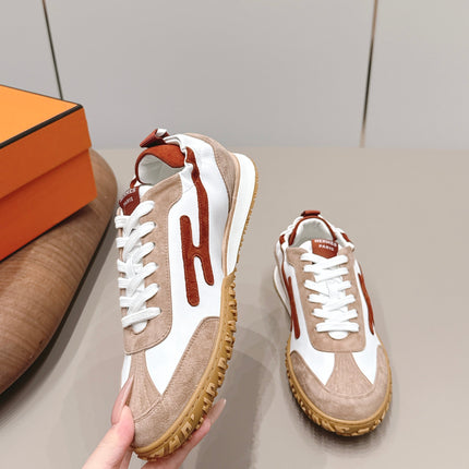 HM 26S BOUNCING SNEAKERS IN WHITE CALFSKIN AND BROWN SUEDE