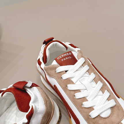 HM 26S BOUNCING SNEAKERS IN WHITE CALFSKIN AND BROWN SUEDE