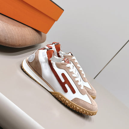 HM 26S BOUNCING SNEAKERS IN WHITE CALFSKIN AND BROWN SUEDE
