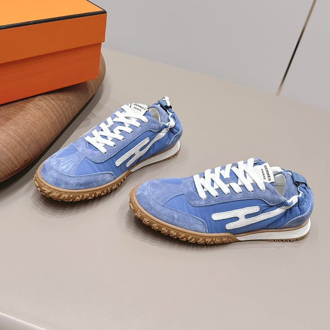 HM 26S BOUNCING SNEAKERS IN BLUE NYLON AND SUEDE