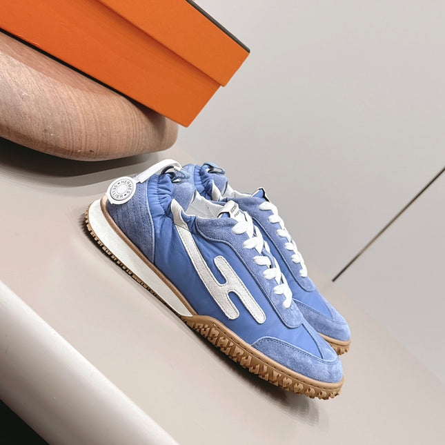 HM 26S BOUNCING SNEAKERS IN BLUE NYLON AND SUEDE