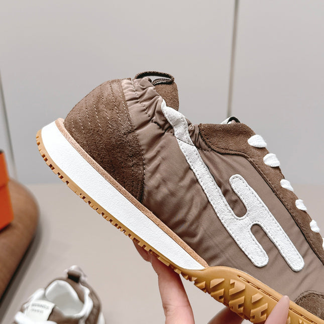 HM 26S BOUNCING SNEAKERS IN BROWN NYLON AND SUEDE