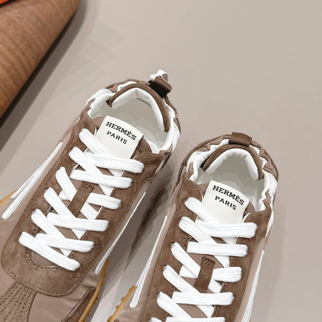 HM 26S BOUNCING SNEAKERS IN BROWN NYLON AND SUEDE