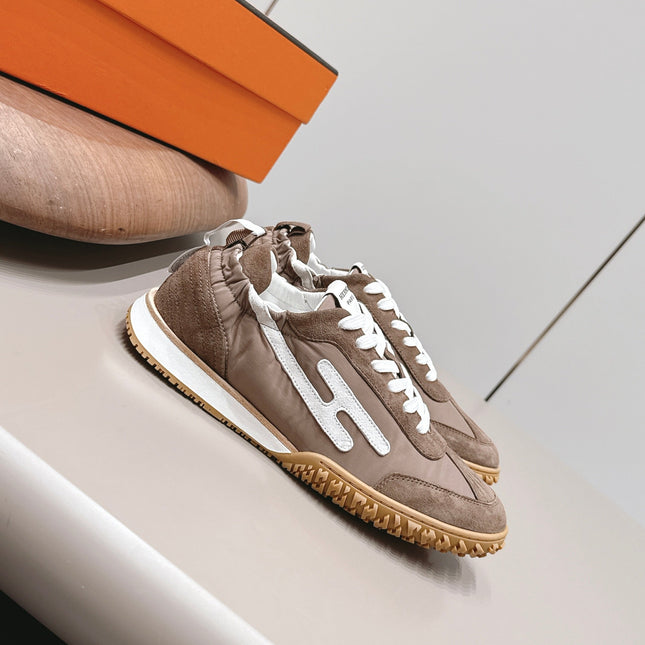 HM 26S BOUNCING SNEAKERS IN BROWN NYLON AND SUEDE