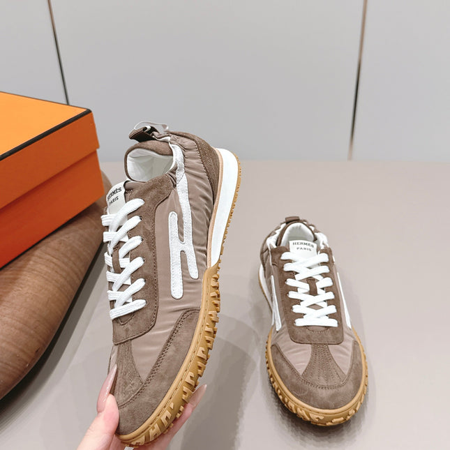 HM 26S BOUNCING SNEAKERS IN BROWN NYLON AND SUEDE