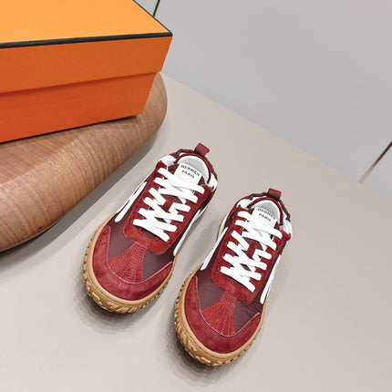 HM 26S BOUNCING SNEAKERS IN BROWN NYLON AND RED SUEDE
