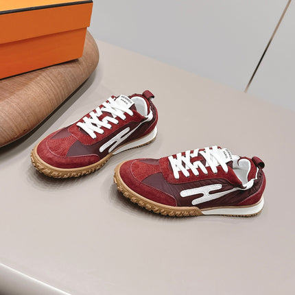 HM 26S BOUNCING SNEAKERS IN BROWN NYLON AND RED SUEDE