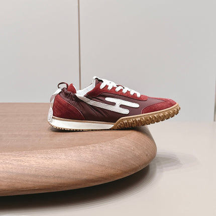 HM 26S BOUNCING SNEAKERS IN BROWN NYLON AND RED SUEDE