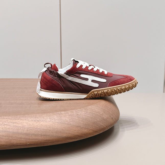 HM 26S BOUNCING SNEAKERS IN BROWN NYLON AND RED SUEDE