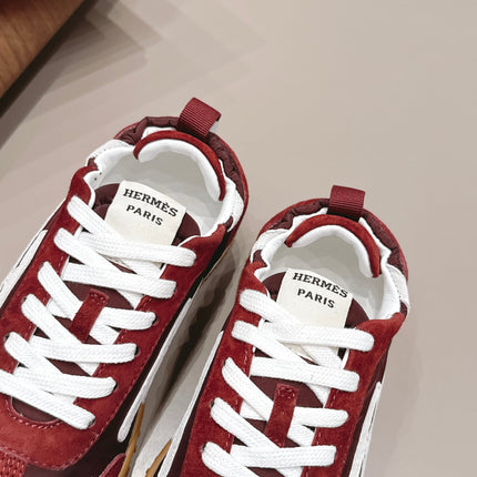 HM 26S BOUNCING SNEAKERS IN BROWN NYLON AND RED SUEDE
