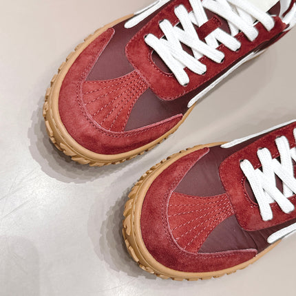 HM 26S BOUNCING SNEAKERS IN BROWN NYLON AND RED SUEDE