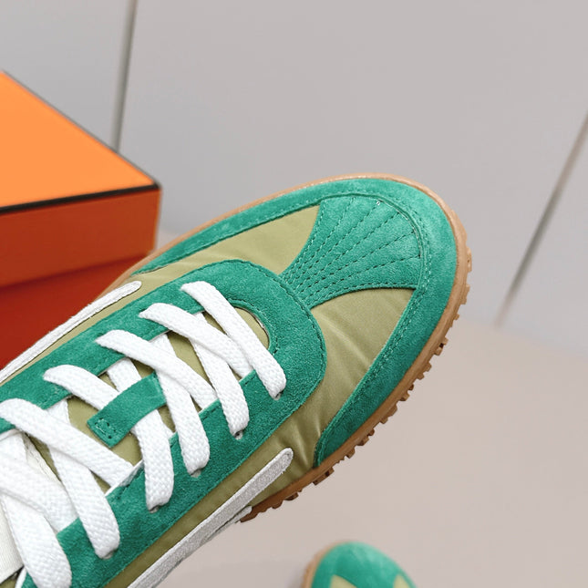 HM 26S BOUNCING SNEAKERS IN GREEN NYLON AND SUEDE
