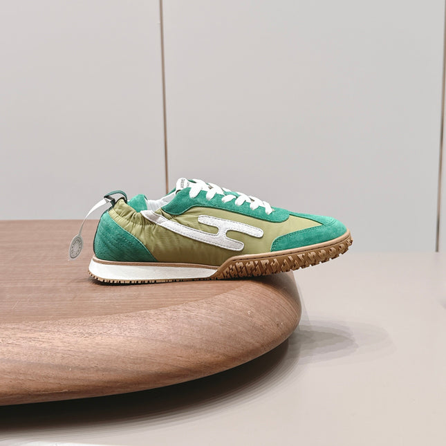HM 26S BOUNCING SNEAKERS IN GREEN NYLON AND SUEDE