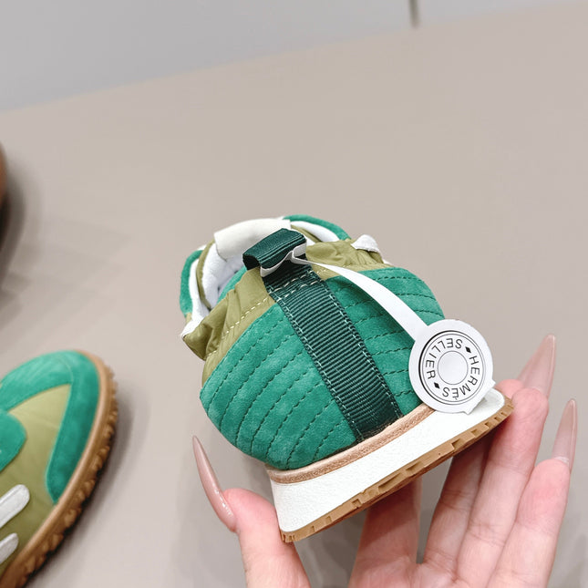 HM 26S BOUNCING SNEAKERS IN GREEN NYLON AND SUEDE