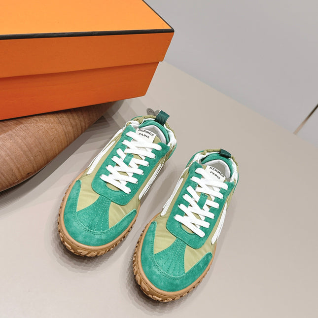 HM 26S BOUNCING SNEAKERS IN GREEN NYLON AND SUEDE