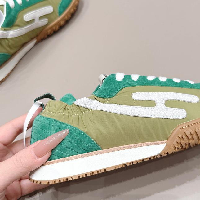 HM 26S BOUNCING SNEAKERS IN GREEN NYLON AND SUEDE