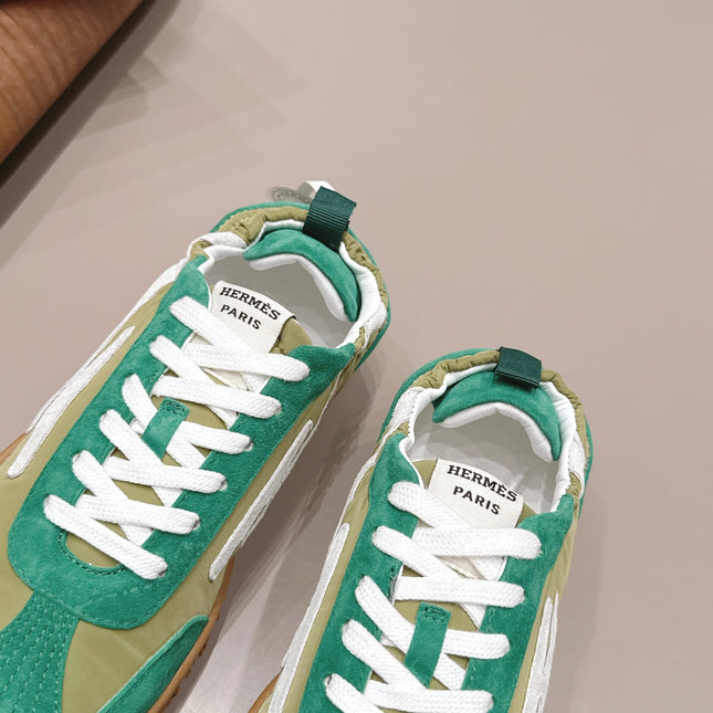 HM 26S BOUNCING SNEAKERS IN GREEN NYLON AND SUEDE