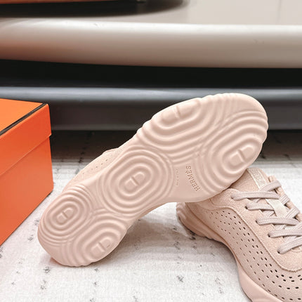 HM 26S TRAIL SNEAKERS IN LIGHT PINK PERFORATED SUEDE