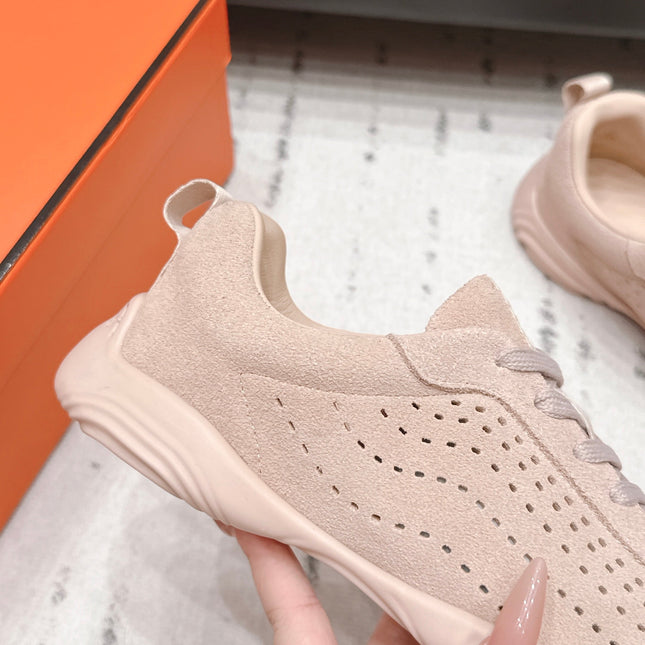 HM 26S TRAIL SNEAKERS IN LIGHT PINK PERFORATED SUEDE