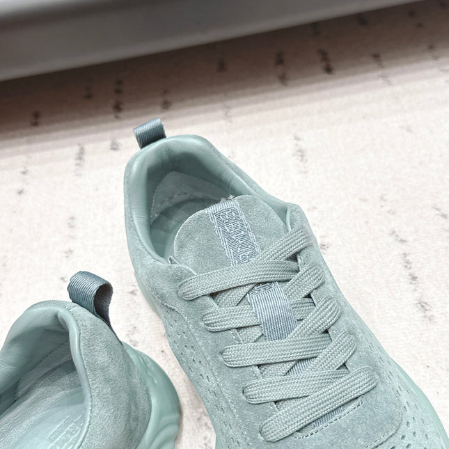HM 26S TRAIL SNEAKERS IN SAGE GREEN PERFORATED SUEDE