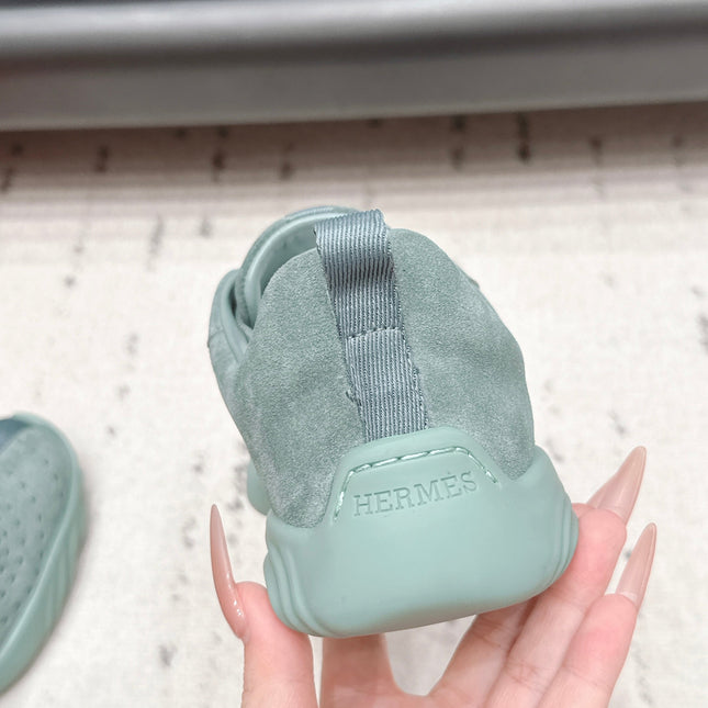 HM 26S TRAIL SNEAKERS IN SAGE GREEN PERFORATED SUEDE