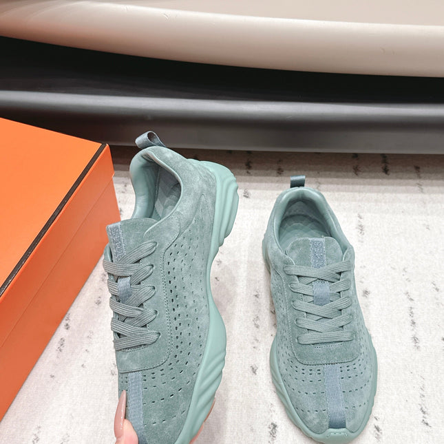 HM 26S TRAIL SNEAKERS IN SAGE GREEN PERFORATED SUEDE