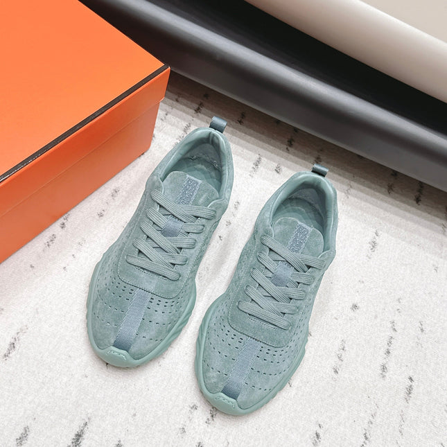 HM 26S TRAIL SNEAKERS IN SAGE GREEN PERFORATED SUEDE