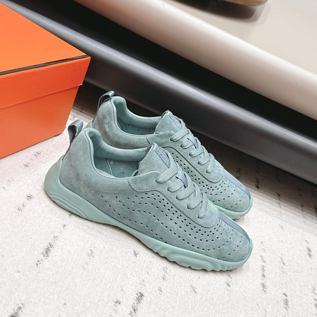 HM 26S TRAIL SNEAKERS IN SAGE GREEN PERFORATED SUEDE