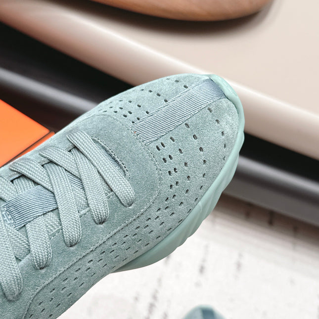 HM 26S TRAIL SNEAKERS IN SAGE GREEN PERFORATED SUEDE