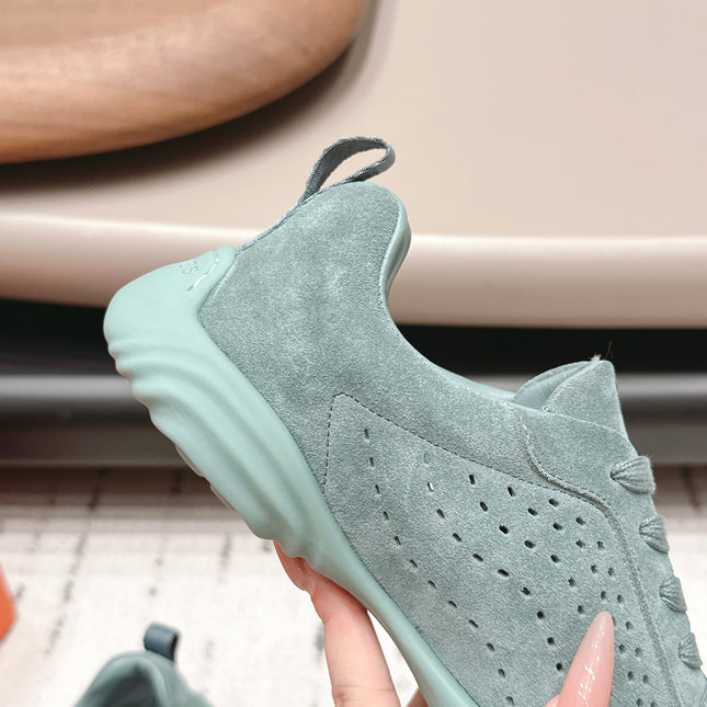 HM 26S TRAIL SNEAKERS IN SAGE GREEN PERFORATED SUEDE